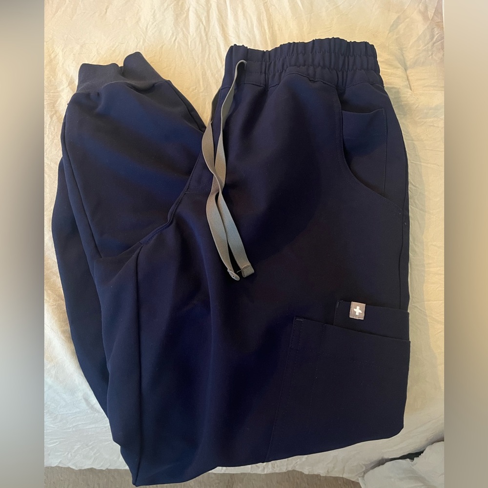 FIGS Uman high rise relaxed fit scrubs navy blue